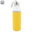 Glas Trinkflasche mit Hülle 500ml (gelb)